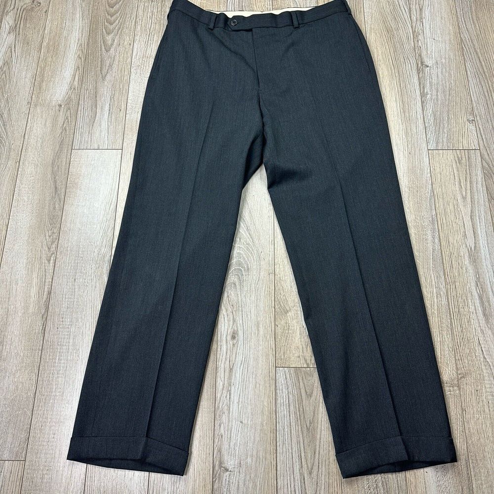 Brooks Brothers Madison Pants 38x37 Gray Wool‎ Flat Front